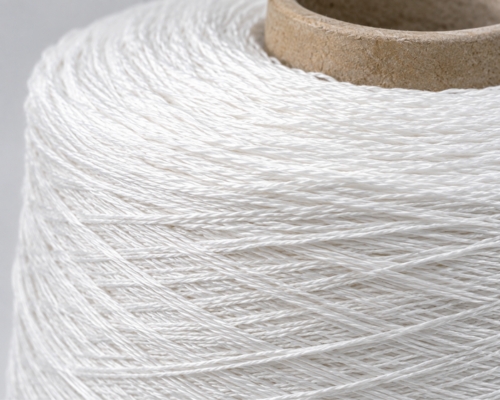 Close view of white crimp yarn texture