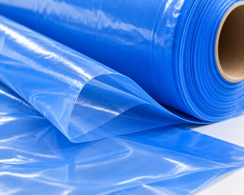 Close view of a blue covering sheet roll