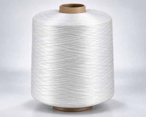 White polypropylene multifilament yarn package with closely wound strands