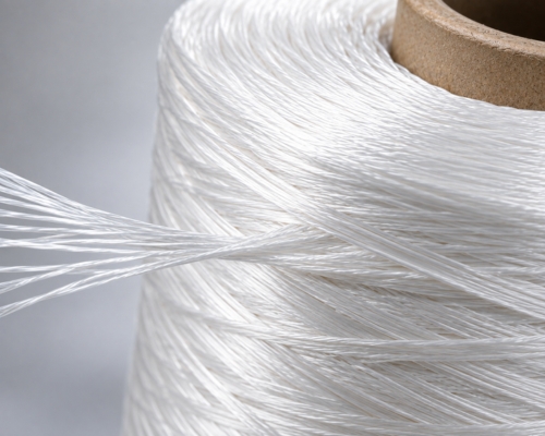 Close view of polypropylene multifilament yarn strands