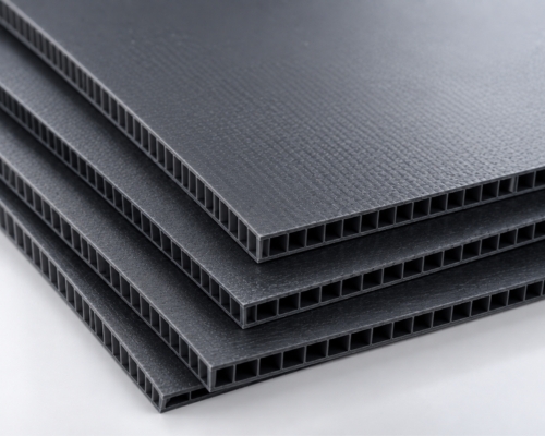 Layered edge detail of PP floor guard sheets