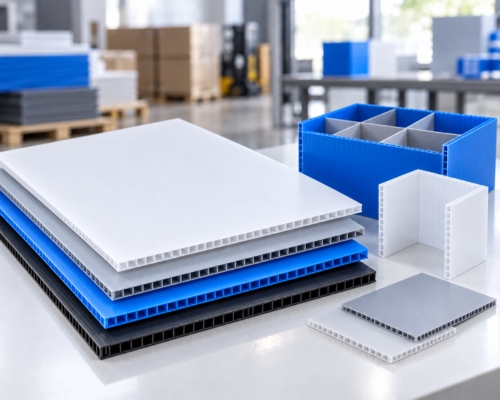 PP flute sheets and fabricated sheet samples